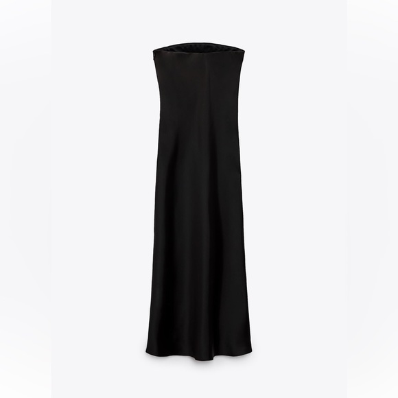 Zara SATIN EFFECT DRESS. Black. Sizes XS, S. New with Tags. - Picture 3 of 7